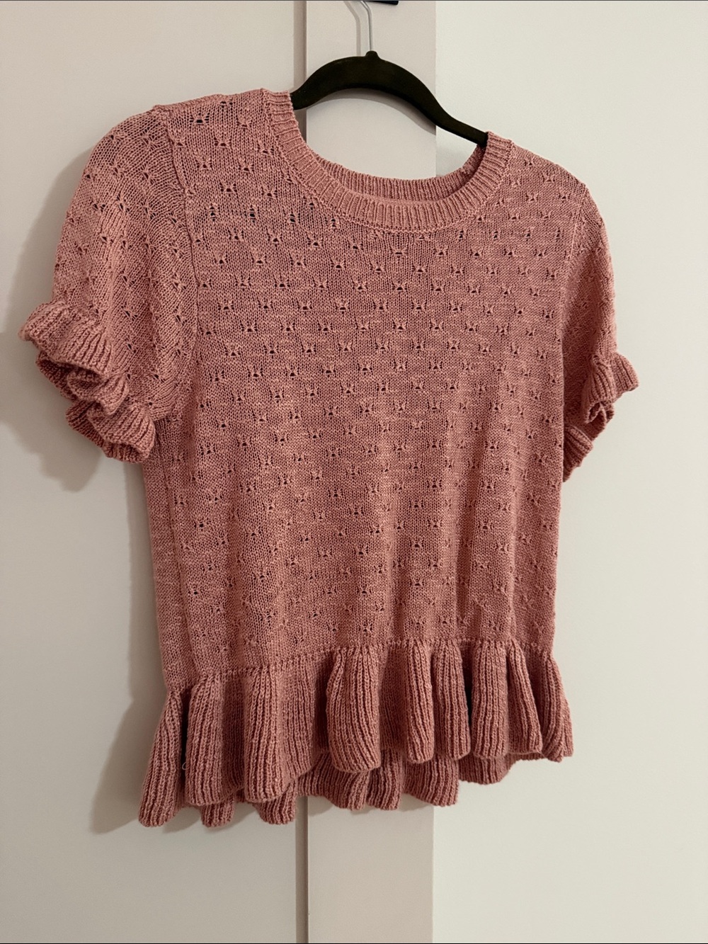 LC Lauren Conrad Dusty Rose Ruffle Hem Knit Top
